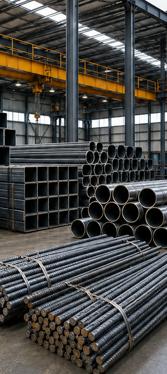 Steel stock held in the warehouse
